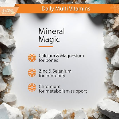 Buried Treasure VM100 Daily Multi - 32 Servings, Liquid Vitamins Minerals Supplement with Dose Cup