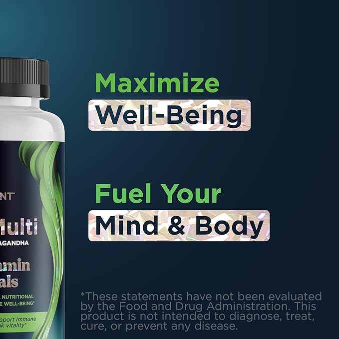 Promescent Multivitamin for Men, Vitamin B12, Vitamin C, Vitamin D3, KSM-66 Ashwagandha, Quality Mens Multivitamins, Multi Vitamins for Adults, Daily Mens Multivitamin, Iron Supplement, 30 Day Supply