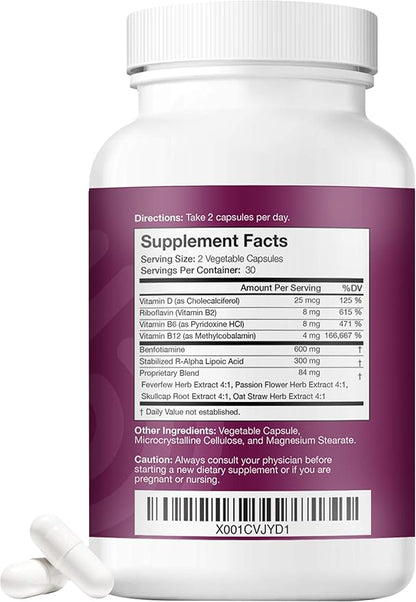 NERVE RENEW Advanced Nerve Support - 300mg Stabilized R-Alpha Lipoic Acid, Vitamin B Complex, Benfotiamine, Herbs for Fast-Acting Support - 60 ct