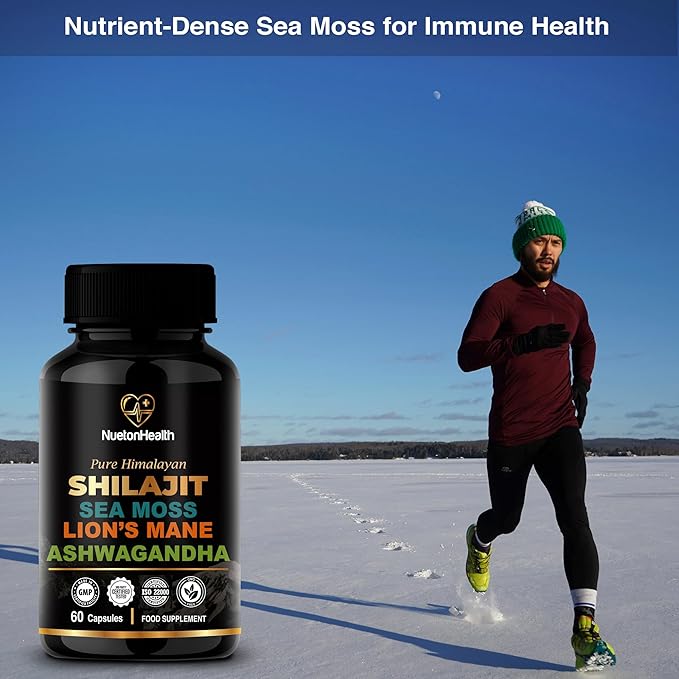 Shilajit, Sea Moss, Lion's Mane, and Ashwagandha Capsules - Comprehensive All-in-One Wellness Supplement for Mind, Body, and Vitality - 60 Vegan Capsules