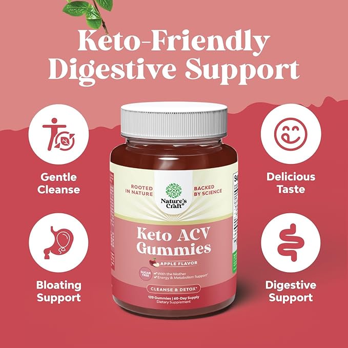 Extra Strength Keto ACV Gummies - Vegan Keto Apple Cider Vinegar Gummies Sugar Free and Delicious for Slimming Cleanse and Detox Goals - Non GMO Apple Cider Vinegar Gummies with The Mother (2 Months)
