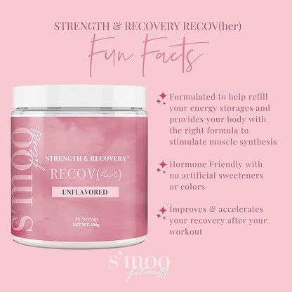 S'moo RECOV(her) Recovery & Strength Supplement Hormone Friendly - Stimulate Muscle Synthesis - Post Workout Muscle Recovery Powder - 30 Servings, Unflavored