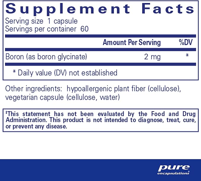 Pure Encapsulations Boron (Glycinate) | Supplement for Hormone Balance, Bone Strength and Health, Connective Tissue, and Nutrient Metabolism* | 60 Capsules
