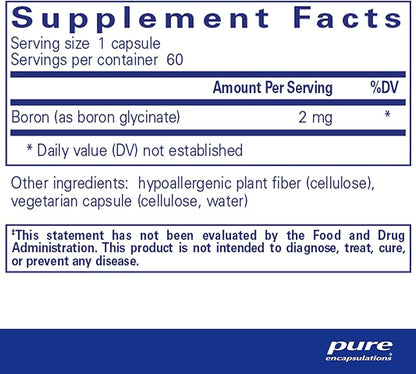 Pure Encapsulations Boron (Glycinate) | Supplement for Hormone Balance, Bone Strength and Health, Connective Tissue, and Nutrient Metabolism* | 60 Capsules