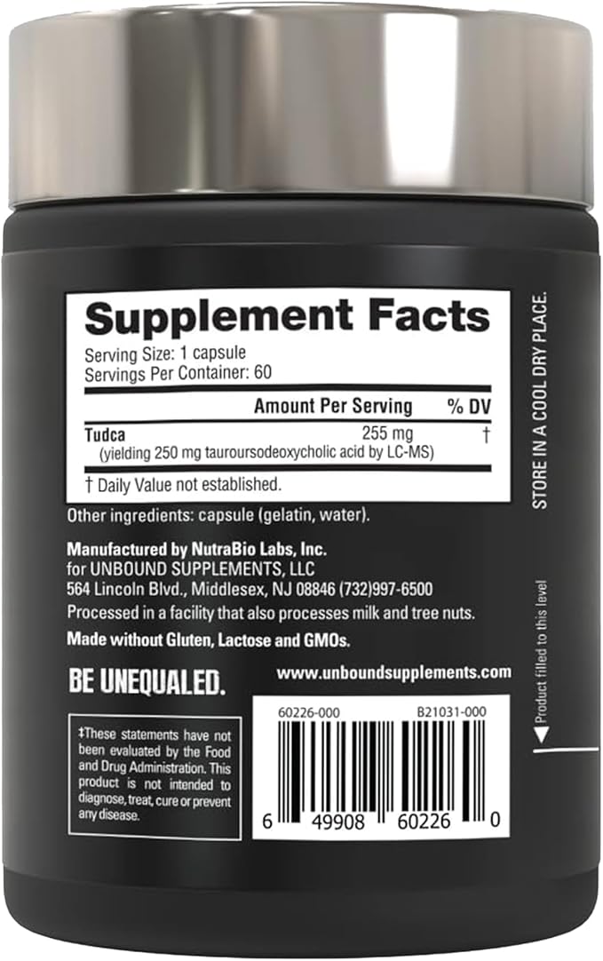 Unbound by NutraBio - Tudca Supplement, 60 Capsules – May Help Support Liver Health, Detoxification, and Overall Wellness