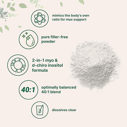 Micro Ingredients Myo-Inositol & D-Chiro Inositol Powder, 1lb | Hormonal Balance & Ovarian Health Support | 40:1 Ideal Ratio Inositol Supplement for Women | Non-GMO, Vegan, Filler-Free (221 Servings)