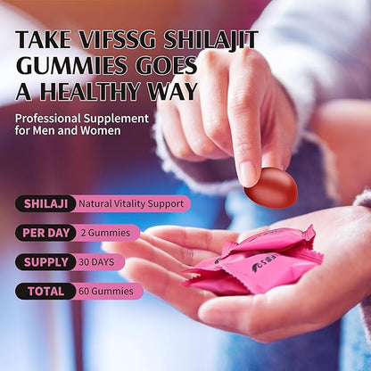 Shilajit Gummies, 3000 Mg Shilajit Pure Himalayan Organic with Ashwagandha, Turmeric Sugar-Free Gummies for Men and Women, Shilajit Supplement, Non-GMO Nature Shilajit for Energy, 60 Gummies
