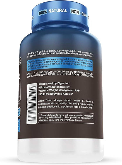 Herbtonics Apple Cider Vinegar Capsules Plus Keto BHB | Fat Burner & Weight Loss Supplement for Women & Men | Appetite Suppressant