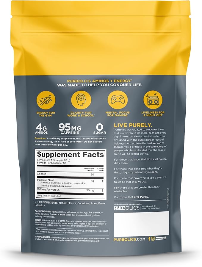 Aminos + Energy | Supports Recovery, Energy & Focus | 95mg of Caffeine, 0 Sugar & 60 Servings (Cool As Cucumber…Lime)