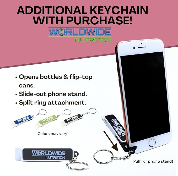 Syntrax Bundle: Trophix Undenatured Casein Protein Strawberry Smoothie - Instant Mix Whey Protein & Egg White Protein Powder - 2 Pounds High Protein Powder and Worldwide Nutrition Keychain