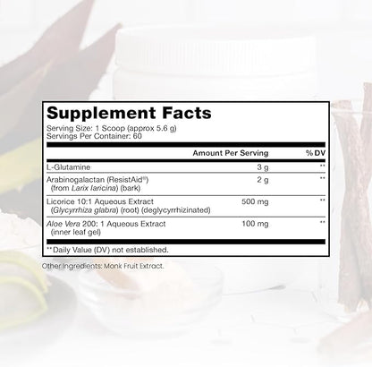 Pure Therapro Rx Leaky Gut Defense - Gut Health Support Supplement with L-Glutamine, Licorice Root Extract, Aloe Leaf, Arabinogalactan, Health Powder Drink for Men and Women- (60 Servings, 336g)
