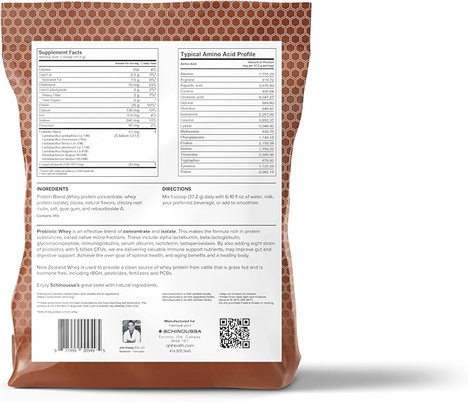 Probiotic Whey Protein Powder | Chocolate | 2 lb | Grass-Fed | New Zealand PROBIOTIC WHEY Milk Chocolate|Natural Flavors|910g|24 Servings
