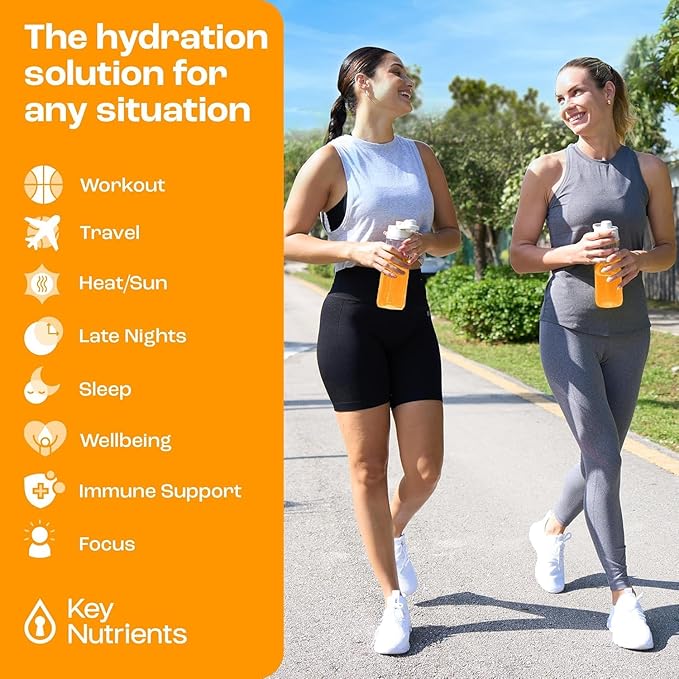 KEY NUTRIENTS Multivitamin Electrolytes Powder No Sugar - Tangy Orange Electrolyte Powder - Endurance & Energy Supplement - Hydration Powder - No Calories - 90 Servings - Made in USA