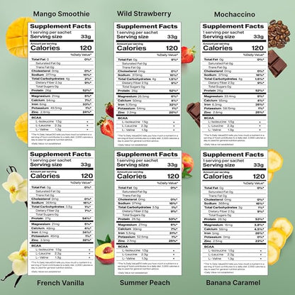 Sport Pea Protein Isolate Powder, Dairy, Gluten, Allergen, Soy Free 6 Flavors x 5 Sachets 100% Vegan Plant Protein | Sport Multi Pack 30