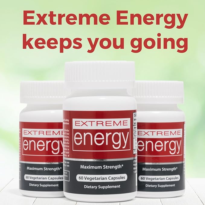 Extreme Energy - Fast, All-Day Energy Pills That Reduce Fatigue - All-Natural Energy Supplement for Women & Men - Boosts Energy, Alertness Without Crash or Jitters - 60 Capsules