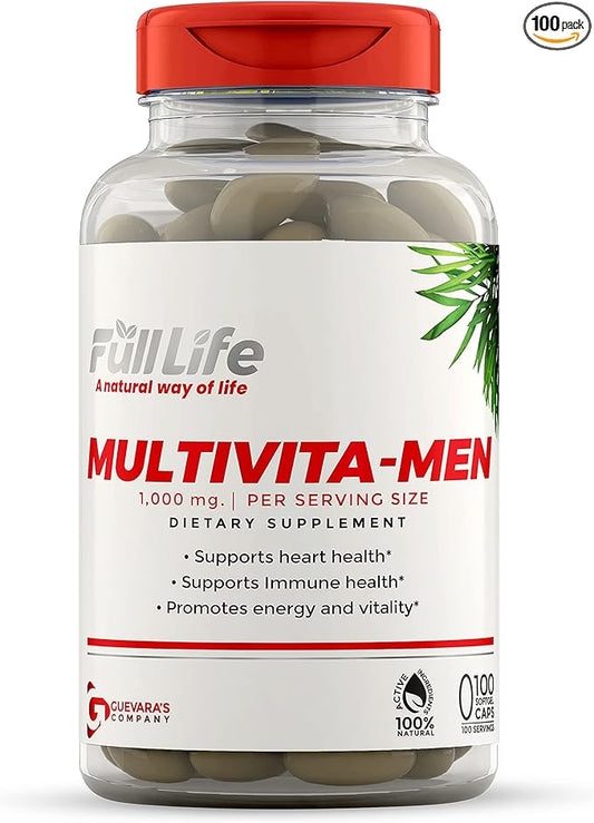 Full Life Multivita-Men Capsules - Supports Immune Health, Heart Health, Promotes Energy & Vitality - Multivitamin for Men - Dietary Supplement - 100 Capsules, 1000mg