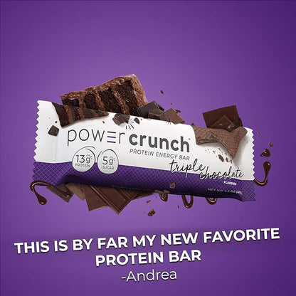 Power Crunch Protein Wafer Bars, High Protein Snacks with Delicious Taste, Triple Chocolate, 1.4 Ounce (12 Count) (Pack of 2)