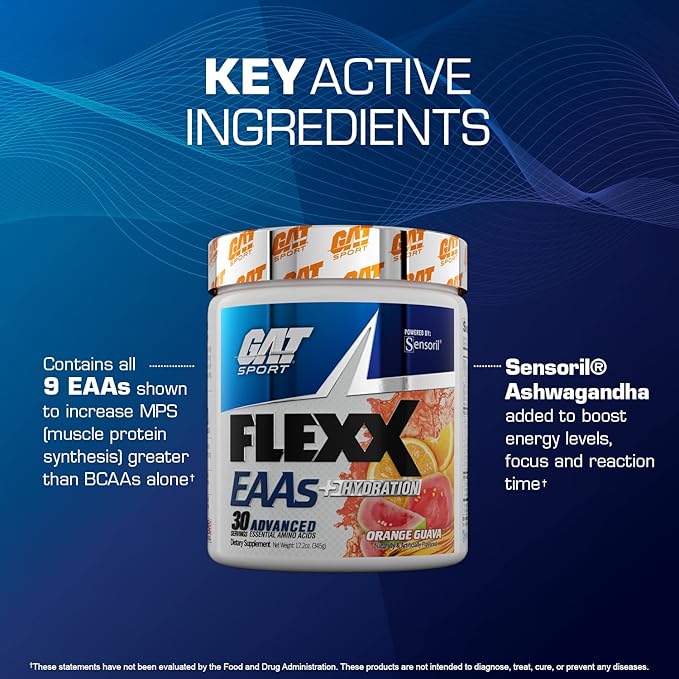 GAT SPORT Flexx EAAs + Hydration, Advanced Essential Amino Acids, 30 Servings (Fruit Punch)