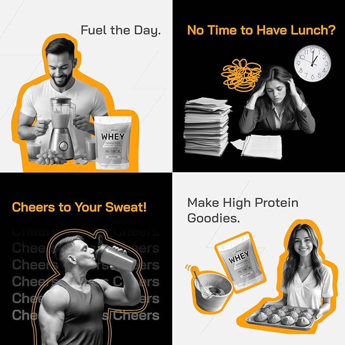 GOPOWER Whey Protein Powder, with BCAAs, Grass Fed Protein Powder, 2 Pound, 18 Servings