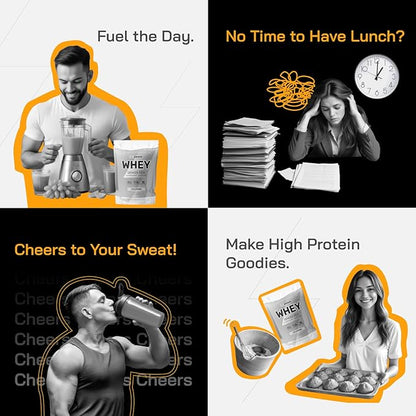 GOPOWER Whey Protein Powder, with BCAAs, Grass Fed Protein Powder, 2 Pound, 18 Servings