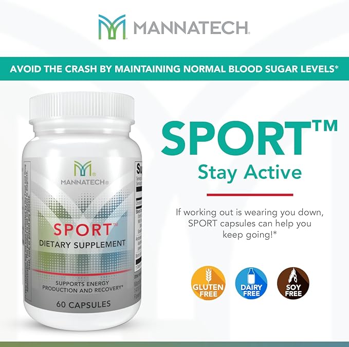 Mannatech Sport Supports Energy, Production & Recovery. During & After Workout Vitamins Formulated with Boron, Chromium & Natural Herbs 60 Capsules