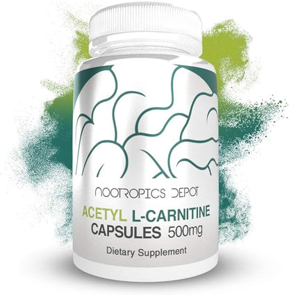 Nootropics Depot Acetyl L-Carnitine Capsules | 500mg | 180 Count | HCL Form | Energy Supplement | Supports Mitochondrial Function | ALCAR HCL