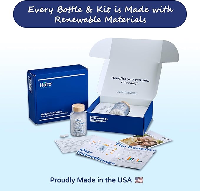 HARO Clear - Eye Health Supplements for Adults, Eye Vitamins with Lutein Zeaxanthin Bromelain L Lysine Supplements – A Powerful Booster for Eye Drops - Eye Health Vitamin, AREDS 2 Formula - 90 Caps