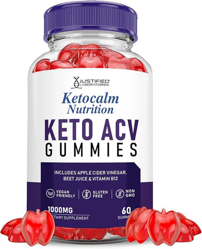 Ketocalm Nutrition Keto ACV Gummies Advanced Formula 1000MG Keto Calm Nutrition Keto Gummies Apple Cider Vinegar Formulated with Pomegranate Beet Juice Powder B12 Vegan Non GMO 60 Gummys