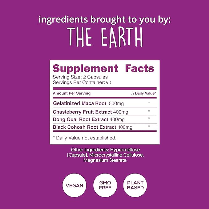 Happy Healthy Hippie Hormone Balance for Women (180ct) - PMS Support Supplement & Menopause Supplements for Women | Mood Support, Bloating Relief, PMDD | Black Cohosh, Chasteberry Supplement for Women