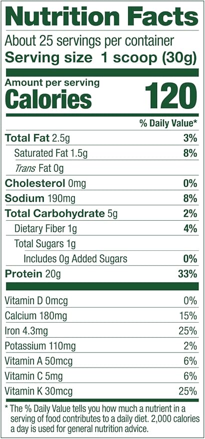 Vega Protein and Greens Protein Powder, Vanilla - 20g Plant Based Protein Plus Veggies, Vegan, Non GMO, Pea Protein for Women and Men, 1.7 lbs (Packaging May Vary)