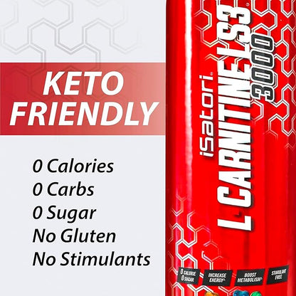 iSatori L-Carnitine LS3 3000, Liquid L-Carnitine with Acetyl L-Carnitine, L-Carnitine L-Tartrate, Stimulant Free Pre Workout, No Calories, Sugar, Gluten, Keto-Friendly, Gummy Bear Flavor (32 Servings)