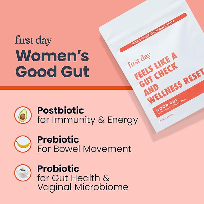 FIRST DAY Womens Tribiotic Gummies – Pre+, Post+, Probiotics & More – 30 Day Supply