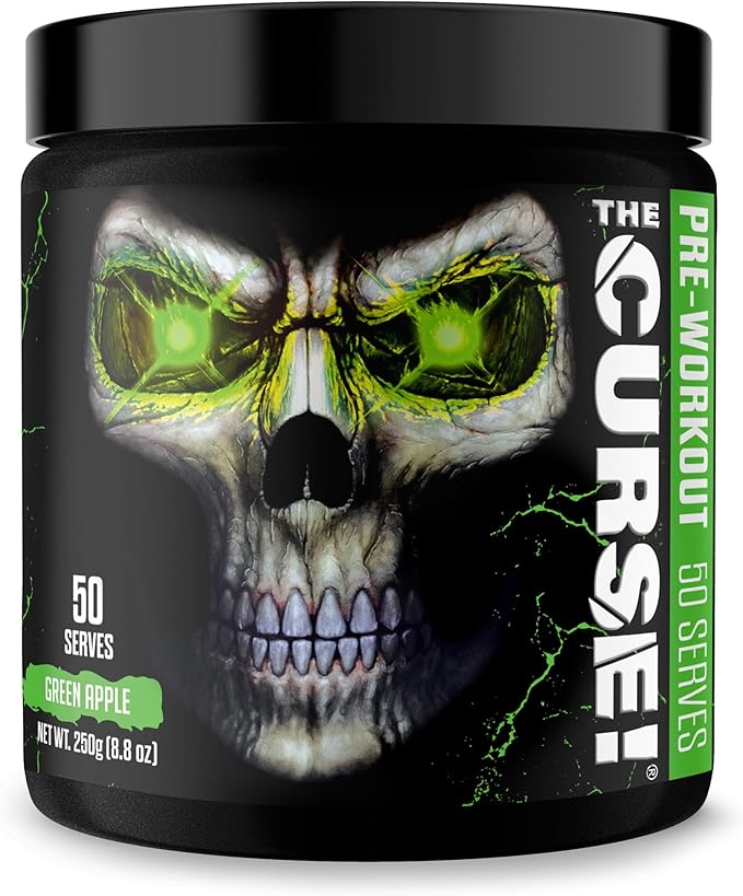 JNX Sports The Curse! Pre Workout Powder - Green Apple 50 Servings | Preworkout: Boost Strength, Energy + Focus for Men & Women | Caffeine, Beta-Alanine, Creatine & L-Citrulline