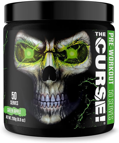 JNX Sports The Curse! Pre Workout Powder - Green Apple 50 Servings | Preworkout: Boost Strength, Energy + Focus for Men & Women | Caffeine, Beta-Alanine, Creatine & L-Citrulline
