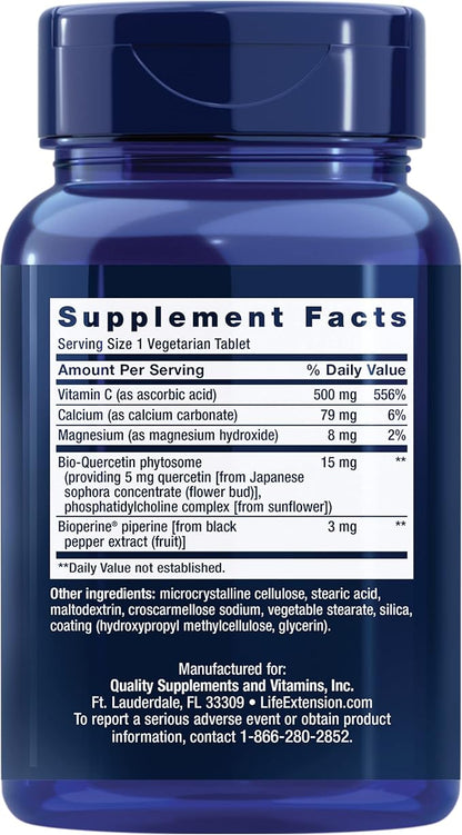 Life Extension Fast-C® and Bio-Quercetin®, Fast delivery and Absorption, Vitamin C, Fenugreek, Immune Support, Magnesium, Gluten-Free, Non-GMO, Vegetarian, 60 Tablets