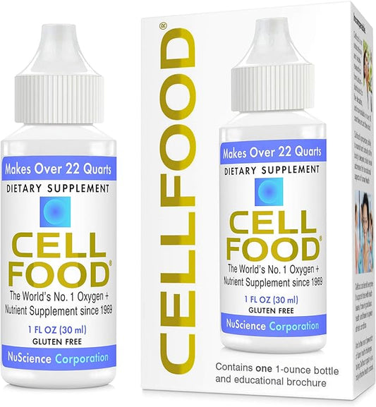 Cellfood Oxygen Boost, 1 fl oz - Liquid Oxygen Supplement for Lymphatic Drainage, Altitude Sickness, Jet Lag, Fatigue, Headaches, Hangovers - Gluten Free, Cert. Kosher - Makes Over 22 Quarts