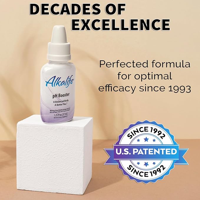 Alkalife pH Booster Drops | The First Patented Alkaline Water Booster to Neutralize Acid & Balance pH for Immune Support, Peak Performance, Detox, Overall Wellness – 1.25oz