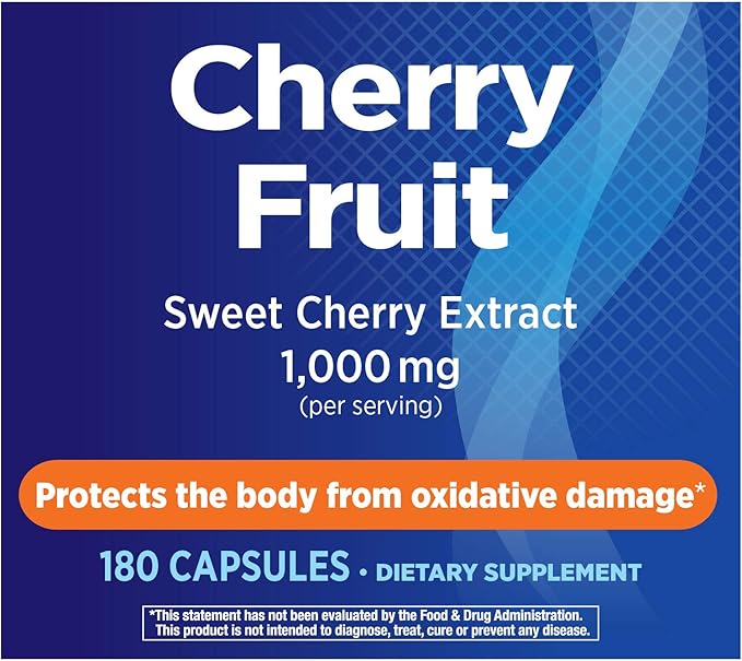 Nature's Way Cherry Fruit, Sweet Cherry Extract, Supports Antioxidant Pathways*, 1,000 mg Per Serving, 180 Capsules