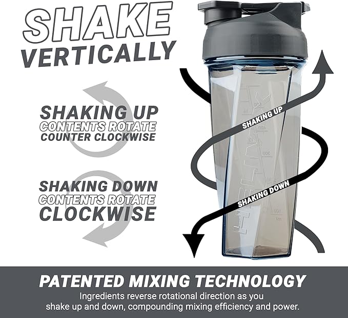 HELIMIX 2.0 Vortex Blender Shaker Bottle Holds upto 28oz | No Blending Ball or Whisk | USA Made | Portable Pre Workout Whey Protein Drink Shaker Cup | Mixes Cocktails Smoothies Shakes | Top Rack Safe