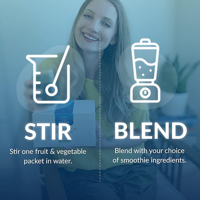 Equilife - Daily Fruit & Vegetable Blend, Fruits and Vegetables Supplements, Vitamin C, 9 Essential Amino Acids, Promotes Energy, Low-Sugar, Easy-to-Use, Vegan, Non-GMO (Crisp Apple, 30 Servings)