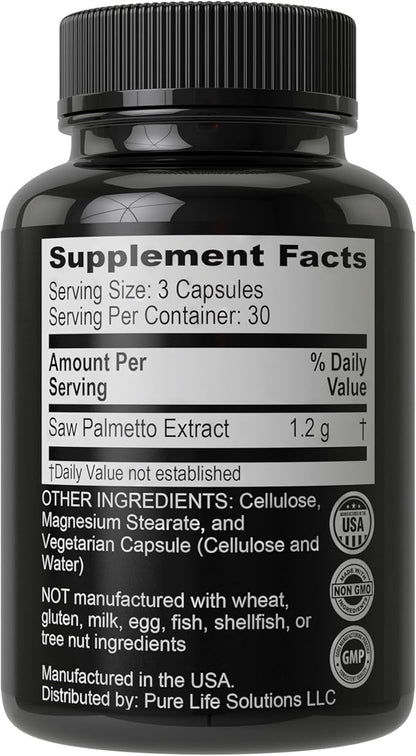 Saw Palmetto for Women and Men Hair Loss. Extra Strength Vitamin Treatment Designed for Thicker, Stronger Hair Growth and Less Shedding. DHT Blocker Capsules Powder Supplement. 1200 mg 3 Pill Serving