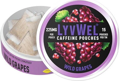 225mg Caffeine Energy Pouches | Nootropic Focus & Neuro Support | Tobacco-Free, Nicotine-Free, Quick Energy Solution | 5-Pack: 60 Pouches (5 Pack, Wild Grapes)