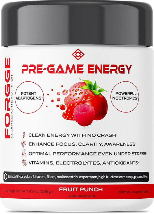 Forgge Focus Energy Drink Powder - Lion’s Mane, Alpha-GPC, L-Theanine and Nootropics for Focus - Vitamins + Electrolytes - Natural Caffeine, Sugar Free (Fruit Punch)