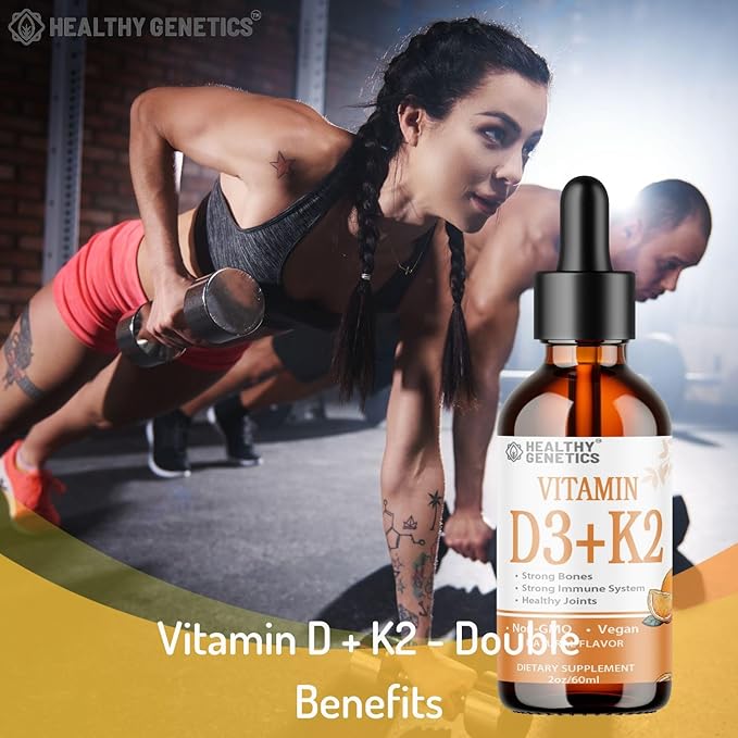 Liquid Vitamin D3 K2 Plus Vitamin K2 MK-7 | 5000IU Vitamin D Liquid Drops | Bones | Immune | Heart Health | Boost Energy 2oz