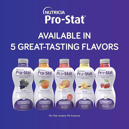 Pro-Stat Concentrated Liquid Protein Medical Food - Peach Flavor with Fiber, 30 Fl Oz Bottle