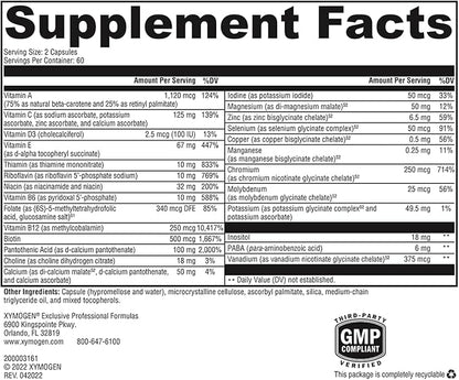 XYMOGEN ActivNutrients Without Iron - Multivitamin Multimineral for Wellness, Immune, Energy and Mood Support - Chelated Minerals + Active B Vitamins with Folate (120 Capsules)