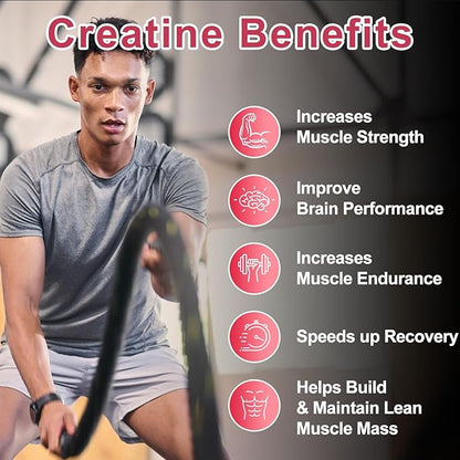 Creatine Monohydrate Gummies for Men & Women 120 CT - 5600mg of Creatine Monohydrate per Serving - Sugar Free Chewable Creatine for Muscle Strength, Energy Boost, Muscle Builder (Strawberry Flavor)