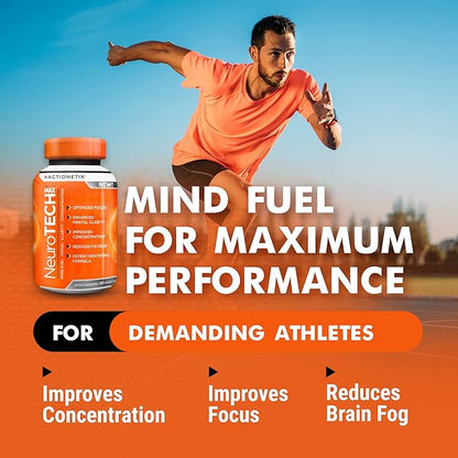 NeuroTech MAX Brain Supplements for Memory and Focus, Caffeine Free Nootropic Brain Supplement, Rich Brain Supplements with DMAE, Bacopa, Huperzine for Atheletic Performance