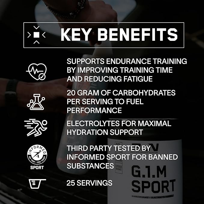 BARE PERFORMANCE NUTRITION, BPN G.1.M Go One More Sport, Endurance Training Fuel, Lemon Lime, Superior Carbohydrate Source & Electrolyte Formula, Reduce Fatigue, 25 Servings