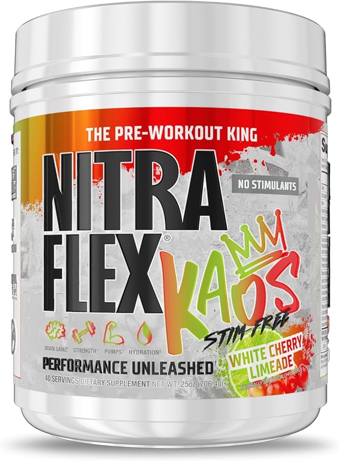 GAT SPORT Nitraflex KAOS Stimulant Free Pre-Workout (White Cherry Limeade)
